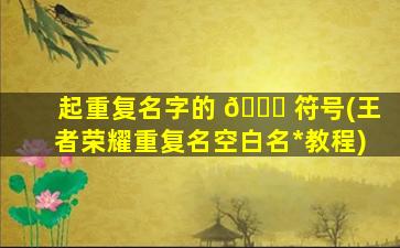 起重复名字的 🕊 符号(王者荣耀重复名空白名*
教程)
